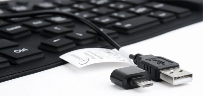 Vodotěsná silikonová klávesnice USB s funkcí OTG černá
