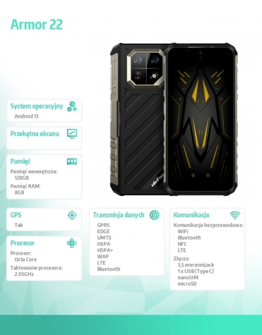 Armor 22 6,58" 8/128GB IP68/IP69K 6600 mAh DualSIM smartphone černý