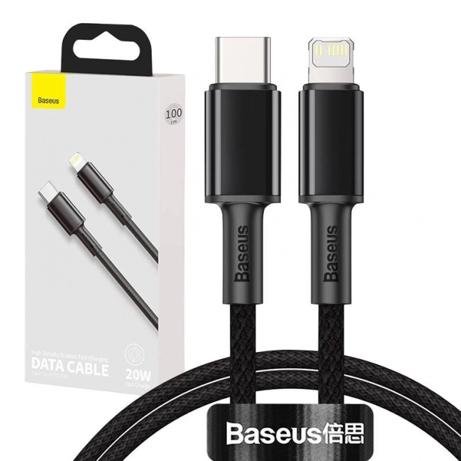Baseus High Density Braided Cable Type-C to Lightning, PD, 20W, černý – 1 m