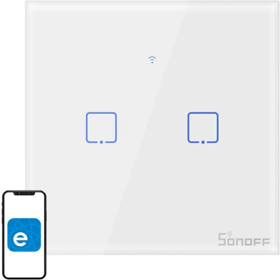 Chytrý wi‑fi dotykový vypínač SONOFF, 2kanálový