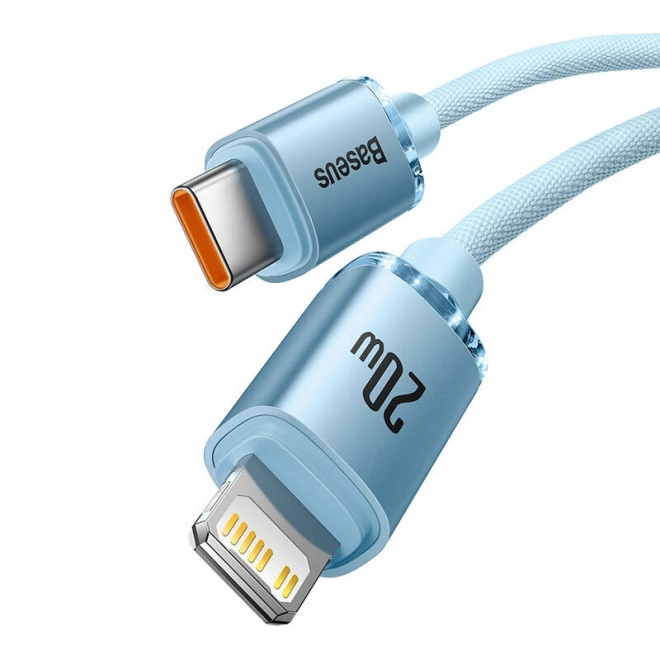 Kabel USB-C do iPhone Baseus Crystal Shine 20W, 2m, modrý