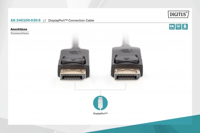 Propojovací kabel DisplayPort se západkami 4K 60Hz UHD Typ DP/DP M/M černý 3m