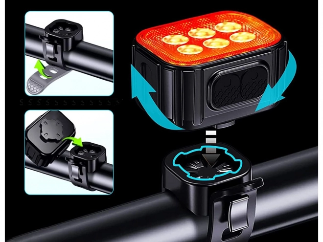 LED světla na kolo přední a zadní sada USB dobíjecí