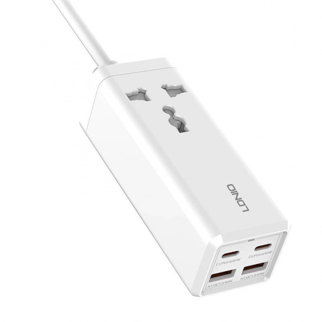 Napájecí lišta s 1 zásuvkou AC, 2x USB, 2x USB-C LDNIO SC1418, EU/US, 2500 W (bílá)