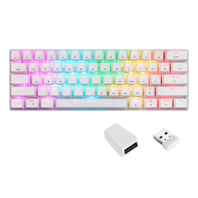 Bezdrátová mechanická klávesnice Motospeed SK62 White – Modrý spínač