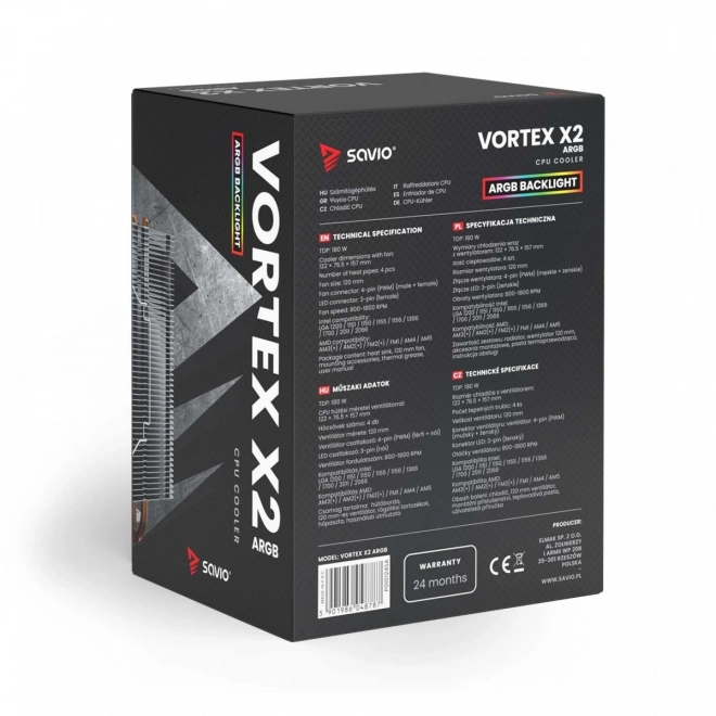 Chladič procesoru Savio Vortex X2 ARGB