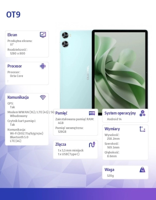 Tablet 11 palců 128GB zelený