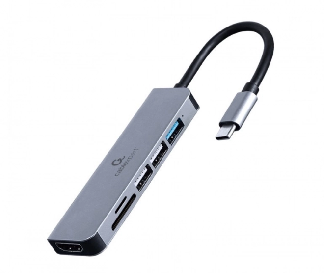 Víceportový adaptér USB-C 6v1, HDMI, USB 3.1, USB 2.0x2, čtečka karet