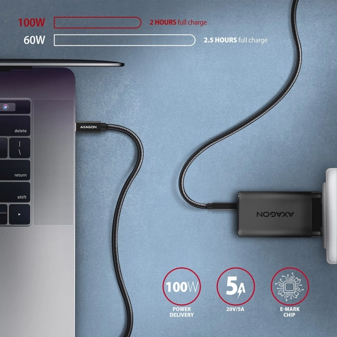 BUCM32-CM15A USB-C - kabel USB-C 3.2 Gen 2, 1,5 m, PD 100W, 5A, 4K HD, ALU, opletený, černý