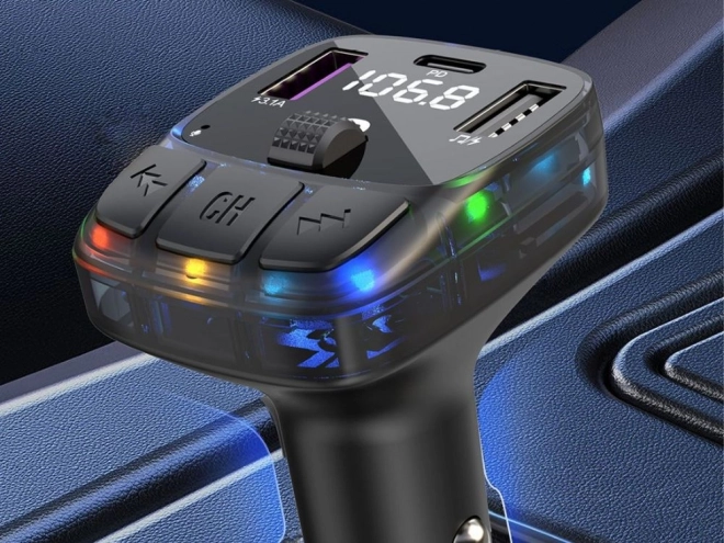 FM Bluetooth vysílač s USB a USB-C nabíjením