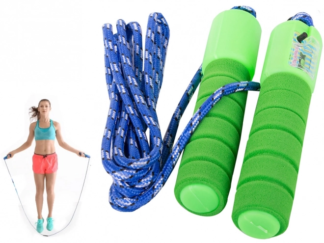 Zelené švihadlo s digitálním počítadlem pro fitness