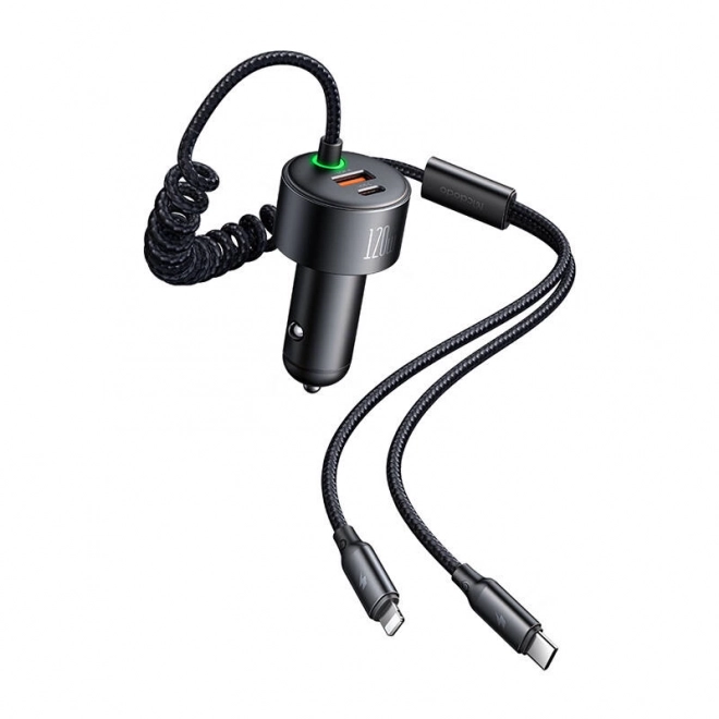Nabíječka do auta s USB-C a Lightning, výsuvné kabely, 120W