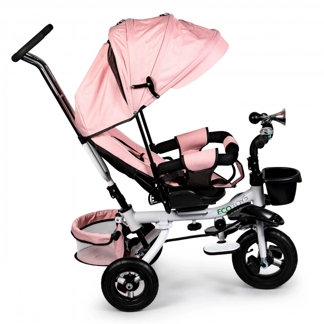 Otočná tříkolka 360° Pink Delux se stříškou