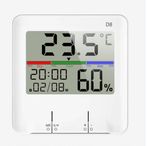 Meteostanice s teploměrem a vlhkoměrem včetně hodin a LCD displeje