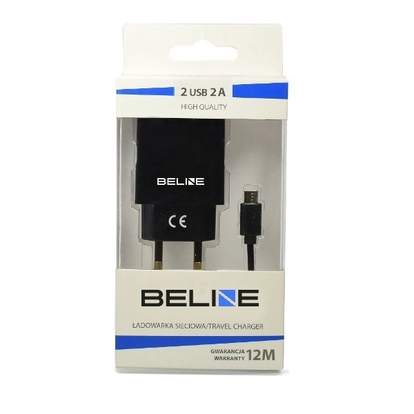 Napájecí nabíječka 2xUSB + microUSB 2A černá