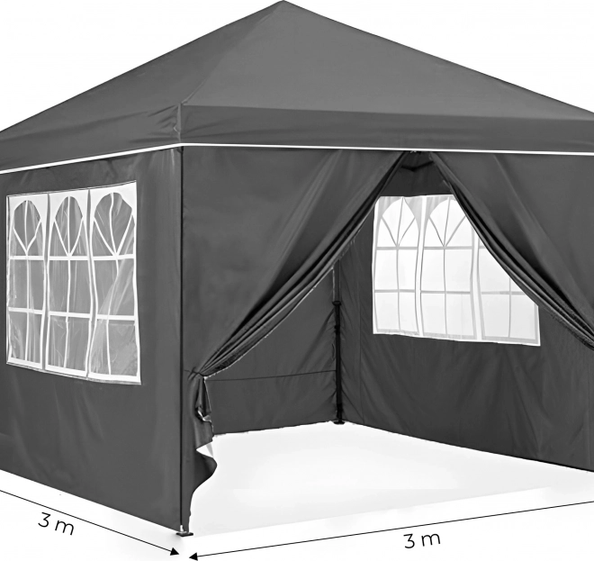 Zahradní pavilonový stan 3x3 m Pop-Up se 4 bočními stěnami MultiGarden