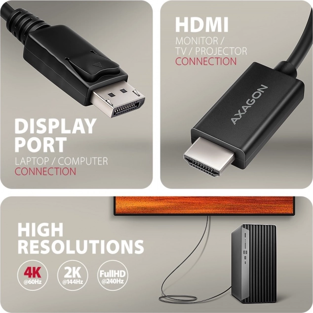 Aktivní adaptér DisplayPort na HDMI 4K/60Hz 1,8m
