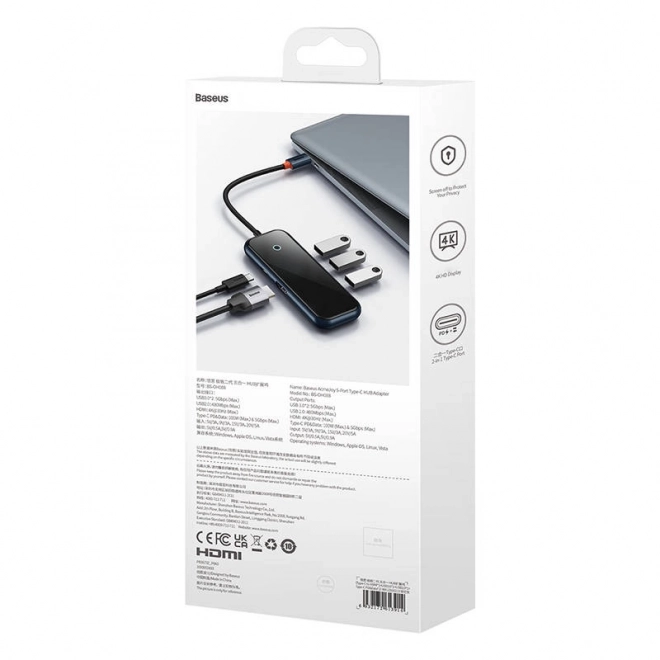 Baseus AcmeJoy 5v1 USB-C Rozbočovač