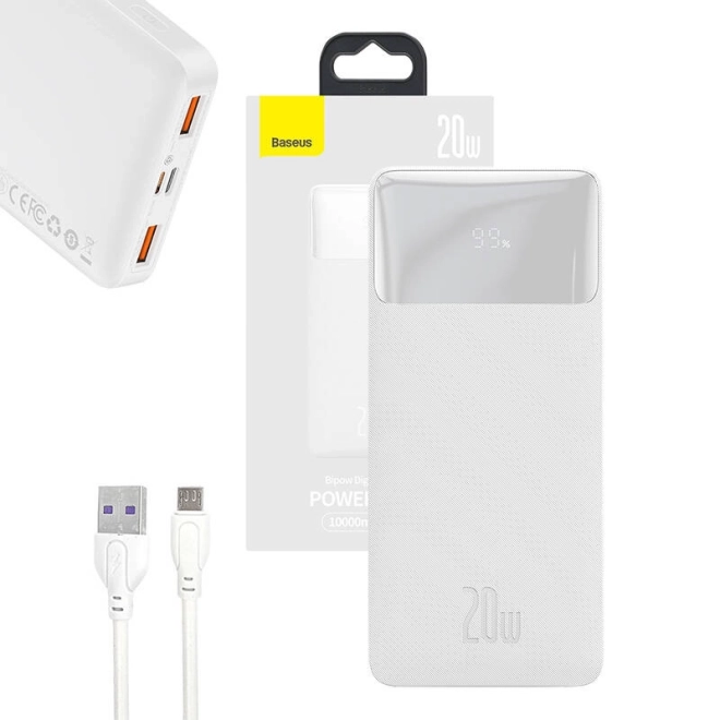 Powerbanka Baseus Bipow bílá 10000mAh