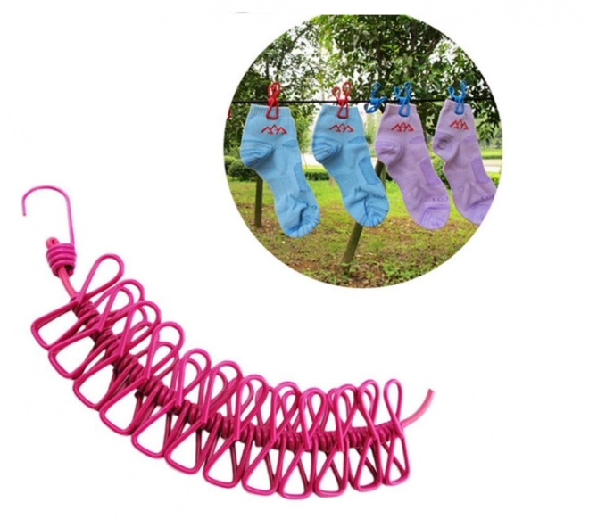 Elastické prádlo na šňůře s 12 úchyty - tmavě růžová