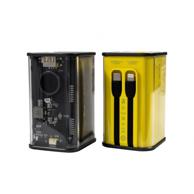 Powerbanka WEKOME 20000 mAh s vestavěnými kabely USB‑C a Lightning, PD 20 W a QC 3.0 22,5 W