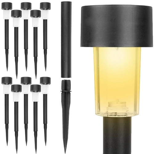 Solární zahradní lampy LED - sada 10, zapichovací, vodotěsné, teplé bílé světlo