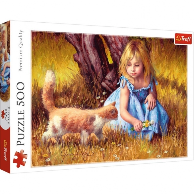 Puzzle Trefl 500 dílků Dívka s kočkou