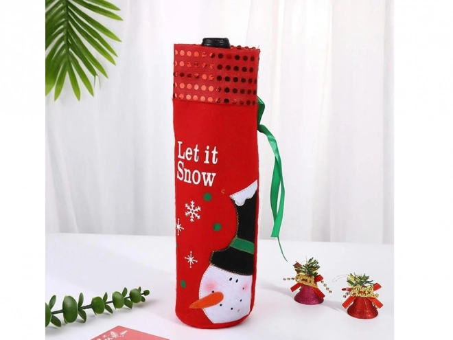Vánoční obal na láhev s designem sněhuláka