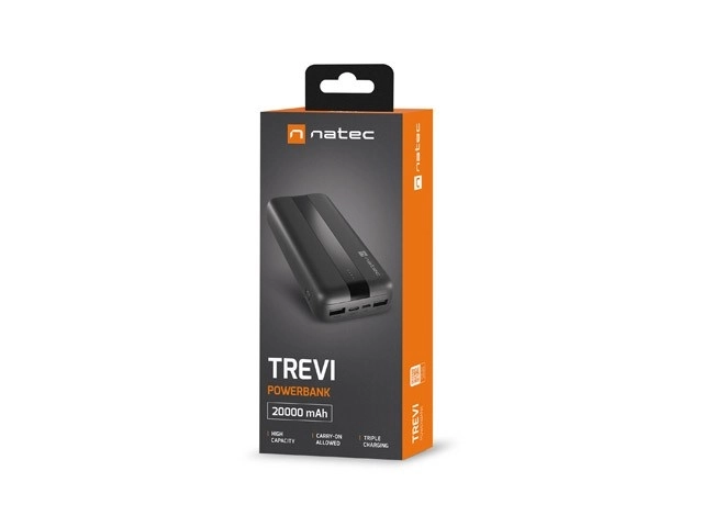 Powerbanka Trevi 20000mAh 2x USB-A + USB-C černá