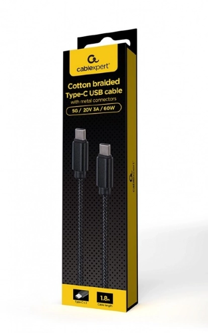 Kabel USB C do USB C 1.8m černý