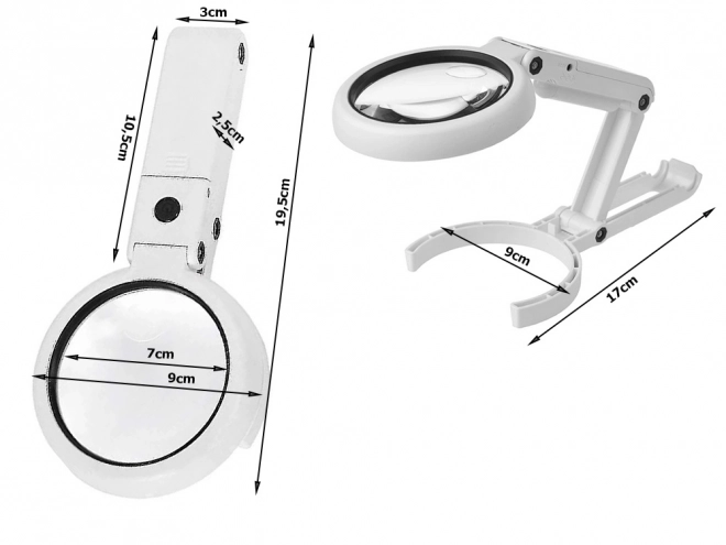 Skládací šperkařská lupa s LED a USB