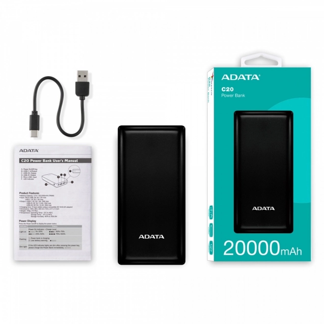 Powerbanka USB-C 20000mAh černá