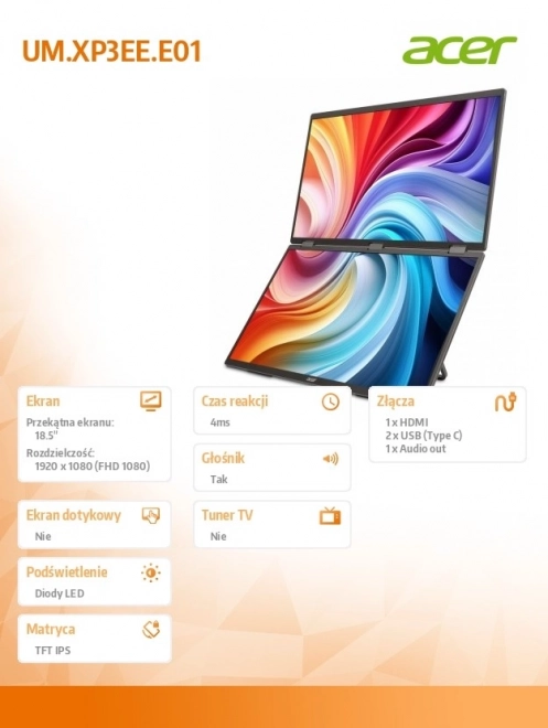 Mobilní monitor dual IPS 19 palců