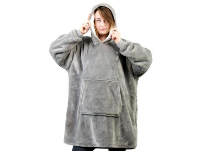 Hřejivá oversize deka-mikina šedá