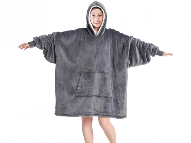 Hřejivá oversize deka-mikina šedá