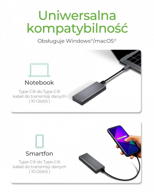Icy Box externí pouzdro pro SSD M.2 NVMe s USB‑C 10 Gb/s