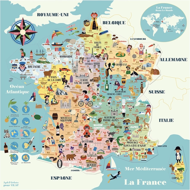 Vilac magnetická mapa Francie ze dřeva