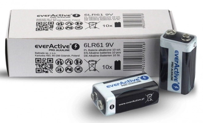 Alkalické baterie 9V everActive Pro Alkaline