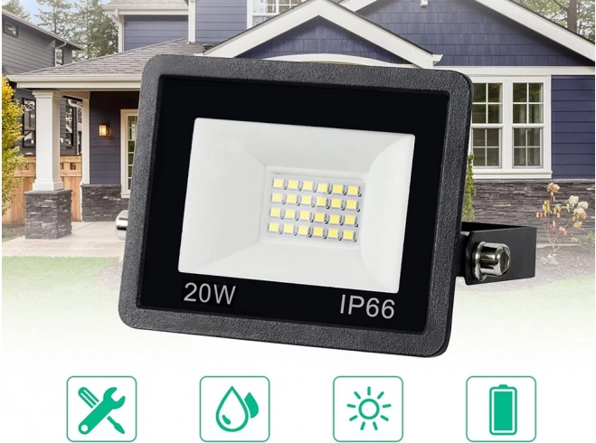 Venkovní LED reflektor 20W 6000K vodotěsný IP66