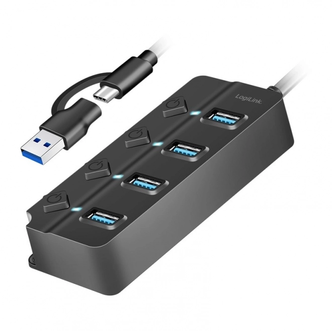 USB Hub s 4 porty, 3.2 Gen 1, černý