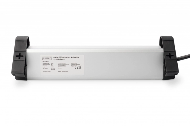 Kancelářská napájecí lišta 45° 4 zásuvky, 2x USB (5V/2A) s možností otáčení o 290° hliník HQ