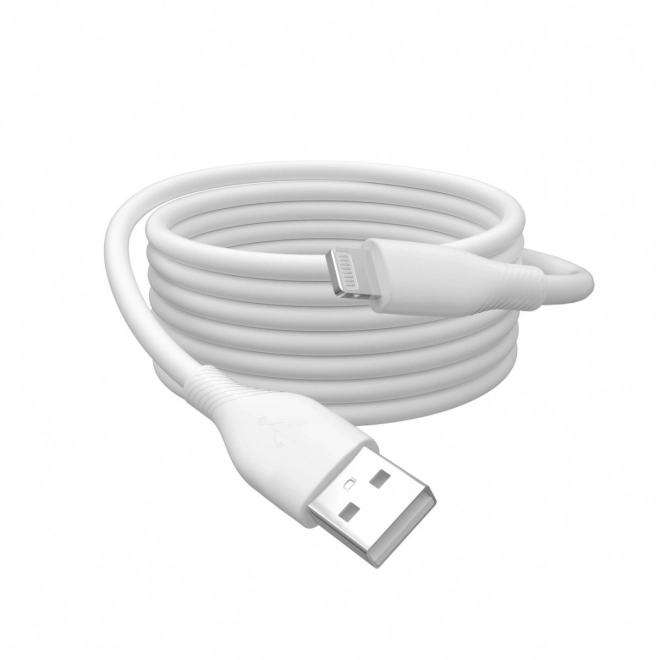 Silikonový napájecí kabel USB-A - Lightning, USB 2.0 12W, certifikovaný MFI, 0,5 m, bílý