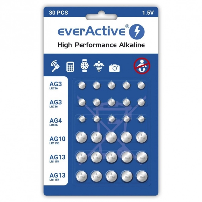 Sada alkalických baterií everActive 30 ks mini