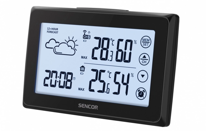 Meteostanice SWS 2850 s dotykovým displejem, budíkem, 1 externím čidlem