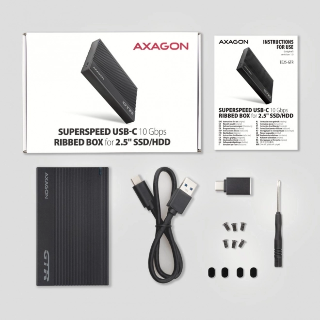Hliníkové pouzdro pro externí disky USB3.2 Gen 2 - SATA 6G 2.5" SSD/HDD