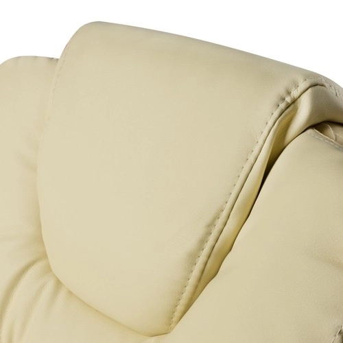 Ergonomická krémová kancelářská židle s vysouvací opěrkou nohou