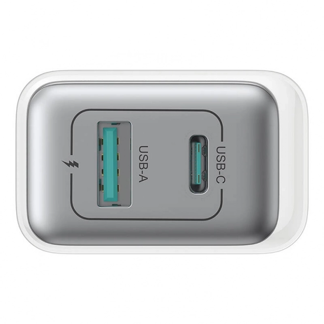 Joyroom duální nabíječka s USB-C a USB-A, 30W, bílá