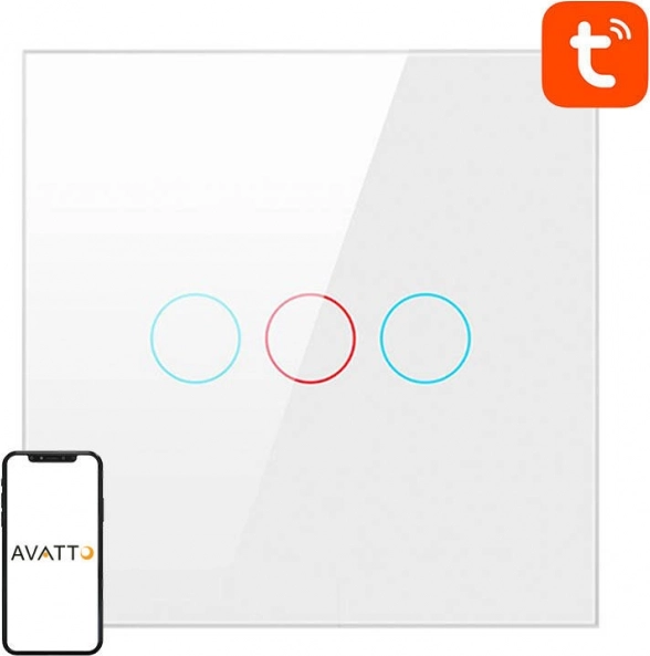 Chytrý vypínač světla ZigBee Avatto LZTS02-EU Way No Neutral TUYA (bílý) – W3