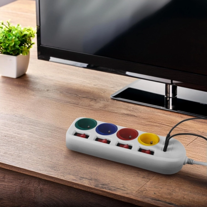 Prodlužovací kabel 4 zásuvky 1,5 m, USB A/C MCE508 W