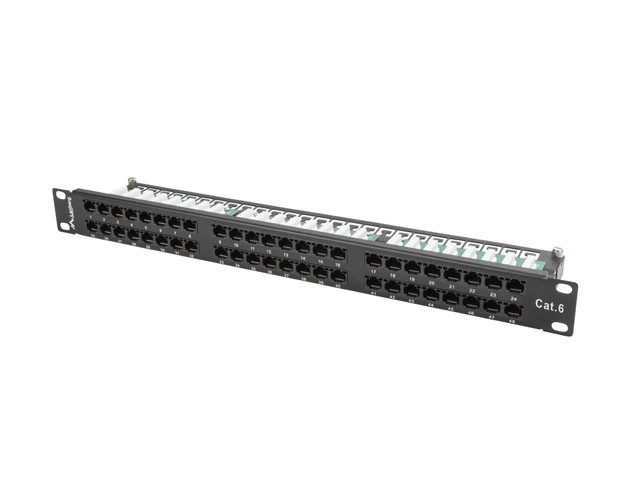 Patch panel 48 portů 1U kat.6 černý